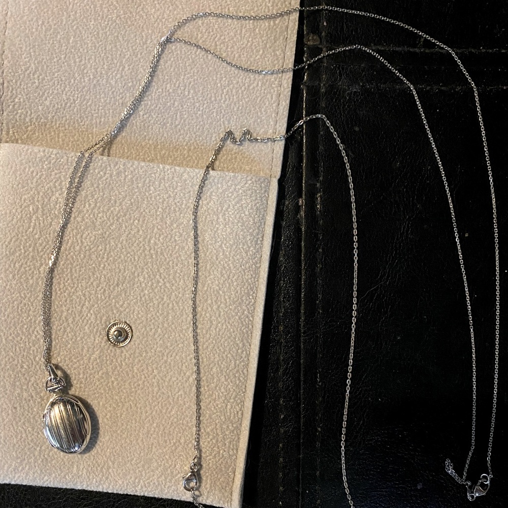 Monica Rich Kosann Petite Pinstripe Locket w/extra chain.